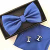 Boogbladen bowtie zakdoek manchetknopen set heren bruiloft verstelbaar feest mode accessoires nek stropdas steward pre-gebonden hj98