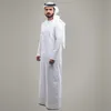 Roupas étnicas homens manto muçulmano de manga comprida cor sólida robe respirável Round Pesh Islam Arabian Robe Men 230529