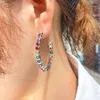 Hoop Earrings CWWZircons Colorful Cubic Zirconia Paved Big Gold Plated Half Round Circle For Women Trendy Boho Jewelry E0883