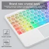 Tangentbord RGB Rainbow Backbelysta trådlösa Bluetooth -tangentbord med pekplatta och mus Mini trådlöst tangentbord för iPad iOS Android Windows