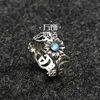 designer sieraden armband ketting ring Flower Ring Sterling 925 Turquoise Daisy patroon ins damesring