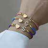 Braccialetti con ciondoli 2023 Braccialetto da donna con cuore e lettera alla moda Pavimenta iniziali CZ Regalo di gioielli in corda regolabile colorato