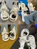 Ouder "Smiler" Heightened Couple Thick Sole Ugly Cute Round Head Open Smiling Canvas Shoes Black and White Big Head Board Shoes