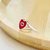 designer jewelry bracelet necklace ring light blue peach heart 925 Red Enamel love men's women's same type couple pair index finger ring