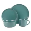 10 Strawberry Street Double Line 16 Piece Stoneware Dinnerware Set, Emerald Green