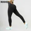 Kvinnor Pants Capris Ruuhee sömlösa leggings Sport Women Fitness Push Up High midjeträning Running Sportwear Gym Tights Solid 2023 Pants J230529