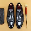 Luxe hommes oxford chaussures hommes chaussures habillées en cuir italien noir marron haute qualité bout pointu à lacets mariage bureau chaussures formelles