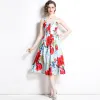 Sexy Woman Designer Party Backless Dress Summer Suspender Floral Slim Loose Big Swing Prom Club Dresses Runway Women Clothes Casual Vacation Sweet Beach Frock