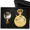 Montres De Poche Steampunk Train Montre À Quartz Coffret Cadeau Ensembles Pour Hommes Femmes LED Lumière Cadran Pendentif Collier Style Antique Cadeaux De Fête Des Pères