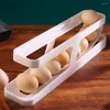 Storage Bottles Automatic Scrolling Egg Rack Holder Box Basket Container Organizer Refrigerator Dispenser For Kitc V2H7