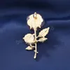 Fashion Resin Rose Flower Brooch Green Leaf Women's Ice Crystal Powder Permeating Premium Feeling Brooch