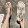Kvinnor Crystal Flats Sandaler Summer PVC Platform Shoes Open Toe Slides Dress Party Slippers Femme Flip Flops Zapatillas