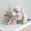 Fleurs décoratives 7 têtes pivoine artificielle soie oeillet Bouquet pour la maison fête décoration mariage mur fleur faux