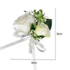 Fleurs décoratives broche fleur Corsage décor de mariage marié boutonnière mariée homme soie Rose costume pour la décoration