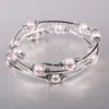 Link Bracelets Natural Pearl Round Zinc Alloy Tori Three Ring Bead Bracelet9-10mm For Jewelry MakingDIY Bracelet Accessories Charm Wedding