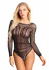 Women's Shapers Black Sexy Lingerie Jumpsuit Hollow Out Diamond Fishnet Tights