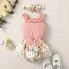 Roupas conjuntos de roupas de verão meninas roupas rosa tampo e shorts mai de estampa de flores roupas de moda infantil