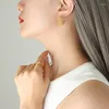 Boucles d'oreilles pendantes Amaiyllis Or 18 carats Minimaliste Panneau Grille C Forme Niche Creux Jeunes Dames Stud Bijoux