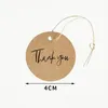 Jewelry Pouches Hanging Cards With Cords Brown Round Craft Paper Label Tag Thank You For Your Order Handmade Love Gift Packages