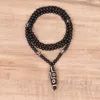 Pendant Necklaces Black Matte Beads Nine Eye Fashion Jewelry Necklace Men's Christmas Gift