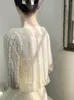 Женские блузки элегантная сладкая кружевная кардигана Женщины лето с длинным рукавом блуз