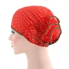 Sciarpe Cappello turbante in pizzo floreale da donna Berretto indiano Cappelli musulmani Retina per capelli Chemio Flower Bonnet Beanie Fashion Wrap islamico