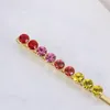 Hair Clips European-American Style Simple Inlaid Color Gradient Zircon One Word Long Three-Piece Hairpin Set Side Clip