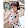 Abiti da ragazza Abito in cotone da ragazza Bambini Cinturino a pois Estate Toddler Girls Vestiti per bambini 1-6Y Per Vestido Robe Q299