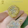 أزياء الصليب النمط MANS 925 Sterling Silver Ice Out Moissanite Diamond Hip Hop Rapper المجوهرات الخاتم الكوبي