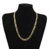 Fashionable men's atmospheric Figaro thick chain flat 18K gold plated necklace bracelet