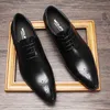 Fashion Mens Leather Dress Shoes Wedding Genuine Leather Men Formal Shoes Black Brown Lace Up Pointy Leather oxford Shoes Man