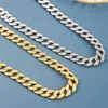 Collana da uomo con catena cubana a strisce da 15 mm Collana con clavicola in stile rock hip-hop con diamanti finti dorati 18 carati giallo / bianco lunga 60 cm