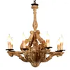 Żyrandole rzeźbione drewniany żyrandol w stylu europejskim wiszący światło w stylu vintage zawieszenie salonu Antique sypialnia światła kuchenne