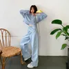 Women's Jeans Fashion Washed Light Blue Pants High-waisted Straight Korean Wide-leg Casual Trousers Mopping Baggy Women Clothing