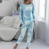 Dames tweedelige broek Autumn Winter Winter Women Sets Tie Dye Lange Mouw Top Shirt O-Neck en Tracksuit Set Casual Outfit Lounge Wear