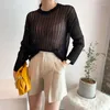 Swetery kobiet Summer 2023 Seksowna cienka perspektywa długi luźny sweter dla kobiet biały beżowy beżowy koreańskie ubrania w ochronę przeciwsłoneczną
