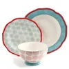 Happiness Scalloped 12-Piece Dinnerware Set, Red