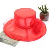 Berets Frauen Fascinator Hut Blume Breite Krempe Sonne Sommer Strand Kappe Tee Party Hochzeit Hüte