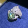 Solitaire Ring Luomansi 2ct Green Leopard Ring с сертификатом GRA 100% - S925 Серебряные женские ювелирные украшения S925 Подарок 230529