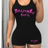 Casual Jumpsuits Plus Size Women 2023 Summer Fashion Letter Printed U Neck Sleeveless Sexy Open Back Sexy Rompers 3 färger