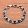 Halsbandörhängen Set 2023 Black Zirconia Silver Color Jewelry for Women Pendant Rings Armband JS0528