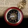 Pocket Watches Vintage Mechanical Watch Wood Roman Sifferals Creative Carving Luxury Wood Pendant Chain PJX005