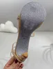 Designer Donna Sandali con cinturino alla caviglia Sandali con plateau Sexy fibbia in cristallo Tacchi alti in seta Abito da festa Tacchi a spillo con scatola