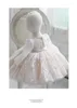 Robes de fille Champagne Tulle bébé robe enfant en bas âge filles infantile 1 an fête d'anniversaire à manches longues dentelle né baptême robe de baptême