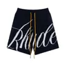 Rhude Shorts Designer Mens Shorts Rhude Lettering Logo Jacquard Sticked Wool Casual Shorts Män Kvinnor Sport Running Shorts Home Outdoor Pants Red S-XL