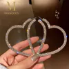 Stud Ny Big Heart Hoop Earrings Fashion Elegant Crystal Drop Dangle Earring Trendy Shiny Rheinestone Ear Decor Wedding Party Jewelry J230529 J230529