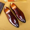 Ręcznie wykonane mężczyźni Wingtip Oxford Buty oryginalne cielę skórzana sukienka Black Wine Red Classic Business Formal Shoe Man