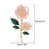 Mode Résine Rose Fleur Broche Feuille Verte Poudre De Cristal De Glace Des Femmes Imprégnant Premium Sentiment Broche