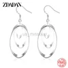 Stud Zdadan 925 Sterling Silver Three Circle Long Tassel Drop Earrings for Women Engagement Wedding Jewelry Gift J230529