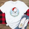 T-shirts pour femmes Noël chien femme t-shirt été à manches courtes femme blanc décontracté graphique